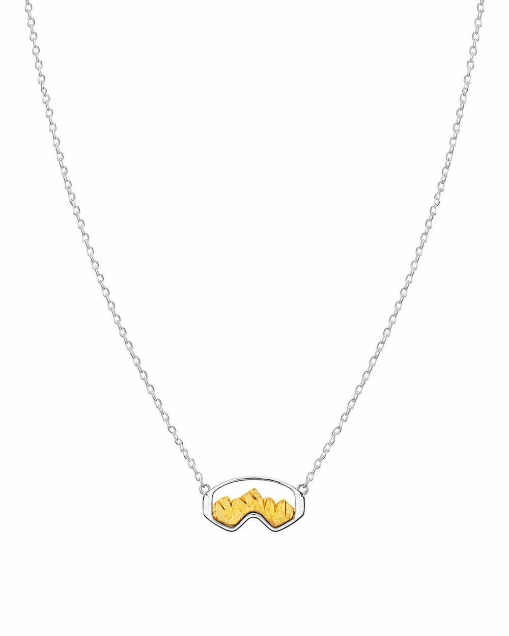 NEW GABI SALAZAR DESIGNS women's ski goggle mountain necklace in silver